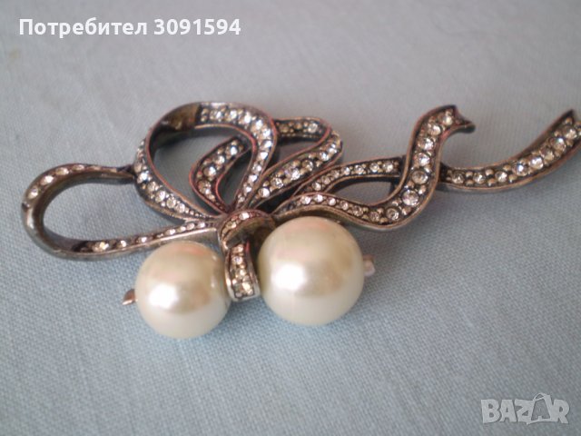 дизаинерска  красива  сребърна брошка перли и циркони, снимка 15 - Антикварни и старинни предмети - 36875288