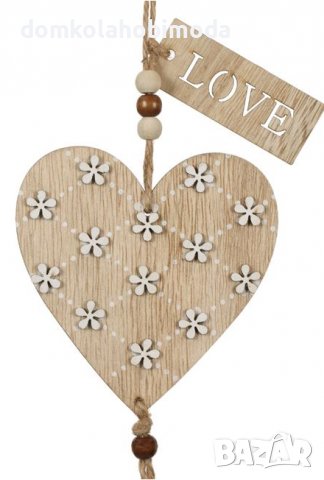 Декоративно висящо сърце дърво,10x10x50 см 