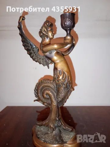 Бронзов стар античен свещник старинен свещник 