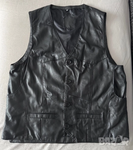 Луксозен мъжки елек, естествена кожа, снимка 5 - Якета - 52789455