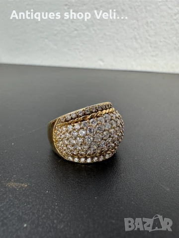 Сребърен пръстен с позлата и циркони №7090 , снимка 6 - Пръстени - 50789840