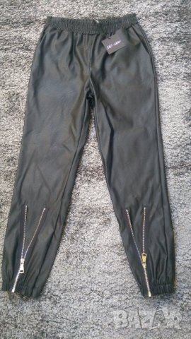 Кожен панталон в черен цвят с цип отпред, снимка 7 - Панталони - 31016263