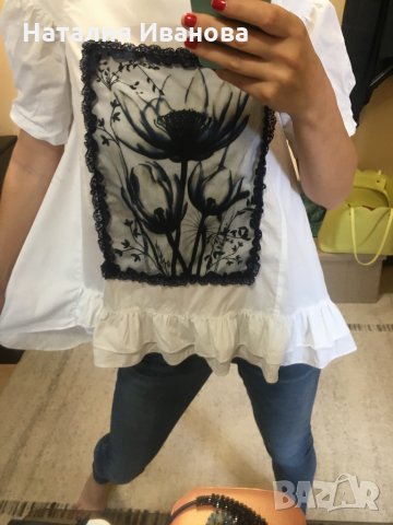 Ефирна бяла памучна блуза, снимка 4 - Корсети, бюстиета, топове - 29174304