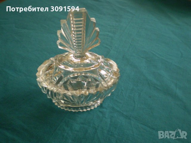 1930 г  Стара стъклена бонбониера - кутия за бижута, снимка 2 - Антикварни и старинни предмети - 36804358