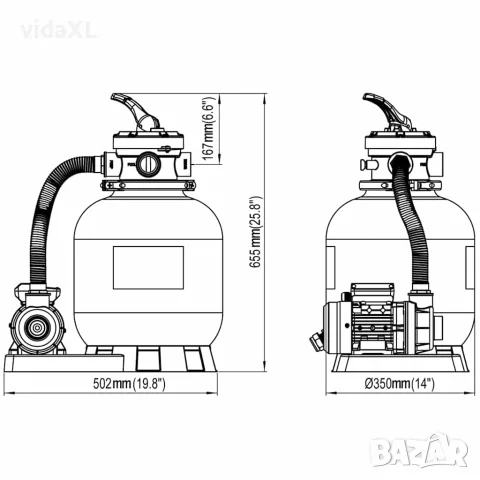 vidaXL Пясъчна филтърна помпа, 600 W, 17000 л/ч, снимка 4 - Басейни и аксесоари - 56148371