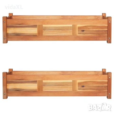 vidaXL Градински повдигнати лехи, 2 бр, акациево дърво, 100x30x25 см（SKU: 3057522）