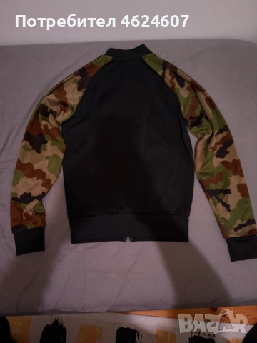 Adidas Originals черен суичър тип бомбър с ръкави в камофлаж, снимка 4 - Суичъри - 53928114