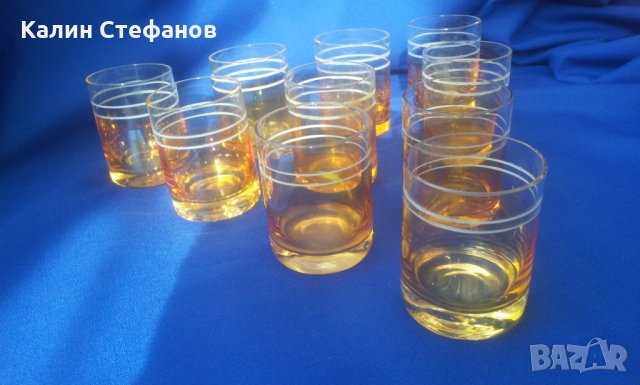 Ретро ракиени чашки за концентрат калиево стъкло 10 бр, 50 мл, снимка 3 - Антикварни и старинни предмети - 31878905