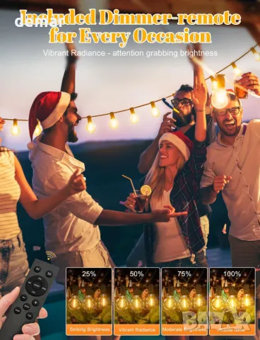 LUCUHM 15 метра Градински гирляндни LED светлини с дистанционно, снимка 7 - Лед осветление - 49869680