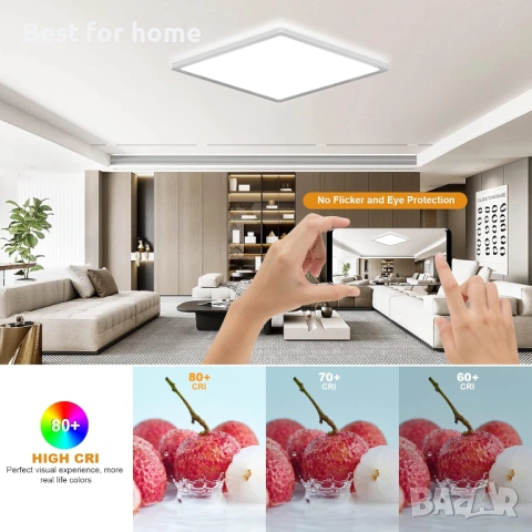 LEZOE RGB LED таванна лампа с димируема светлина и дистанционно управление, 18W 1800lm, снимка 7 - Лед осветление - 54318416