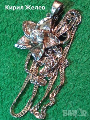 ИЗЯЩНО СРЕБЪРНО КОЛИЕ с ФЛОРАЛЕН СРЕБЪРЕН МЕДАЛЬОН СРЕБРО 925 с ЦИРКОН с БРИЛЯНТЕН ФАСЕТ 34381, снимка 4 - Колиета, медальони, синджири - 39471219