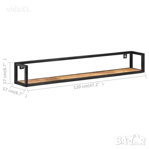 vidaXL Рафтове за стена, 2 бр, 120 см, грубо мангово дърво, снимка 6 - Етажерки - 56146711