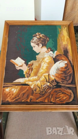 Гоблен "Момиче с книга", снимка 2 - Гоблени - 54178048