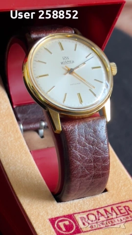 ROAMER - ANTICHOC механичен позлатен часовник – нов със оригинална кутия, снимка 11 - Мъжки - 53101142