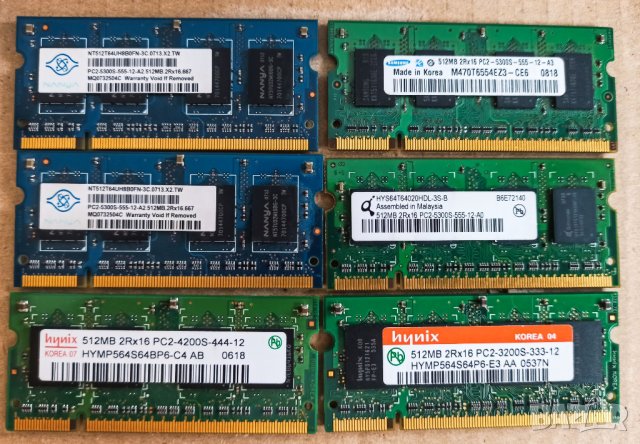 DDR2 - 512 mb- лаптоп-3лв/бр., снимка 1 - RAM памет - 37190506