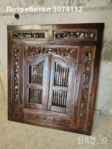 Прозорец/огледало с дърворезба, снимка 2 - Огледала - 51422121