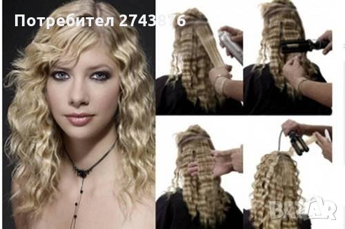 Ретро преса за коса с три тръби с керамично покритие 16 мм  ЕК 3002, снимка 2 - Преси за коса - 34237591