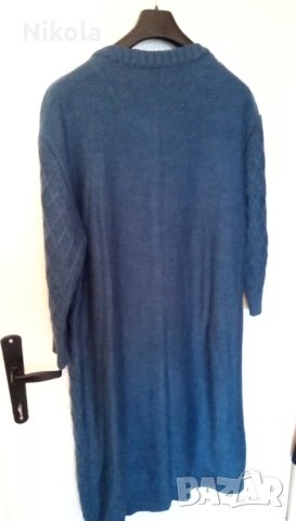 Дълга плетена дамска жилетка тъмно синя, снимка 16 - Жилетки - 31055532