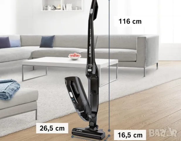 Мощна Безкабелна прахосмукачка BOSCH- 2 in 1 ,Li-ion 40мин., снимка 2 - Прахосмукачки - 48775649