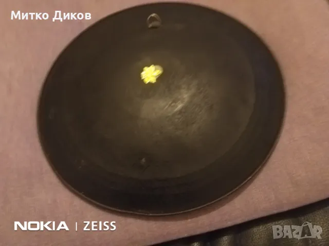 Медна чиния за стена Израел от 60 те години с месингова украса върху емайл фи 242мм, снимка 7 - Други - 47947410
