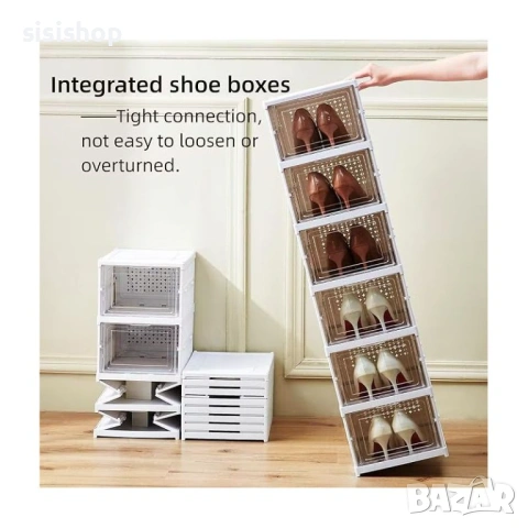 Вертикален пластмасов стелаж за обувки с 6 секции – Максимално място в минимално пространство 4913, снимка 4 - Други стоки за дома - 53993464