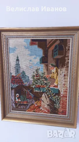 Немски гоблен в перфектно състояние с дървена рамка. , снимка 6 - Гоблени - 48081851