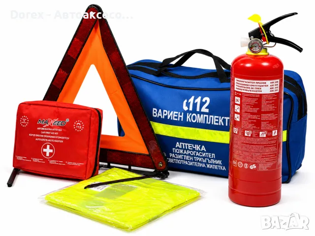 Авариен комплект за Гърция - аптечка DIN 13164-2022, пожарогасител 2 кг, предупредителен триъгълник , снимка 2 - Аксесоари и консумативи - 56130006