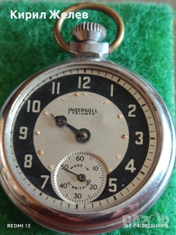 Джобен часовник Ingersoll Triumph Britannia рядък за КОЛЕКЦИОНЕРИ 37524, снимка 11 - Антикварни и старинни предмети - 54076012