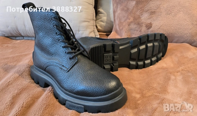 Чисто нови кожени мъжки боти на BOSS , снимка 3 - Спортни дрехи, екипи - 52938765