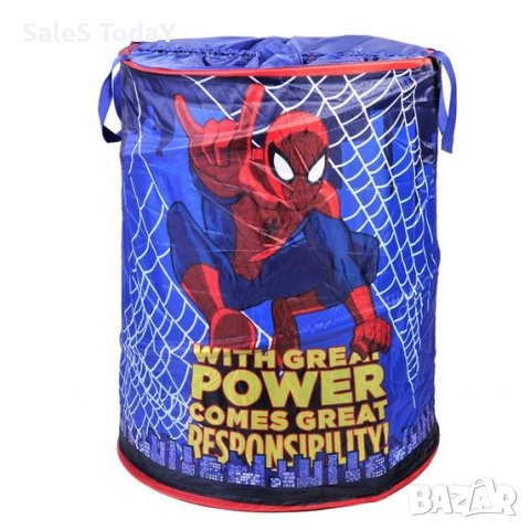 Кош за играчки, Spiderman, сгъваем, кутия с капак, 46x57 см 