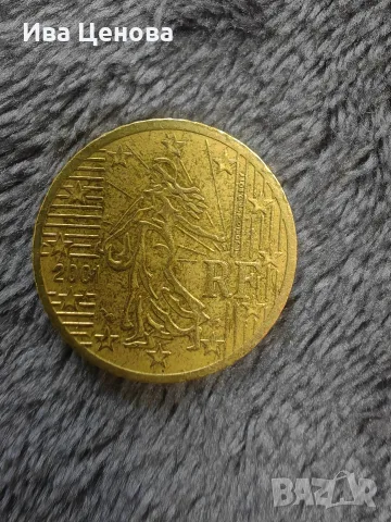 Рядка евро монета 50 Cent Франция 2001