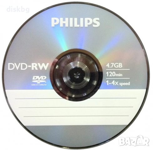 DVD-RW Philips 4.7GB, 120min, 1-4x - празни дискове презаписваеми