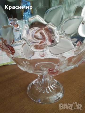 Винтидж WALTHER GLASS - фруктиера - Модел на роза Кармен - Ретро немски, снимка 5 - Други - 35541687