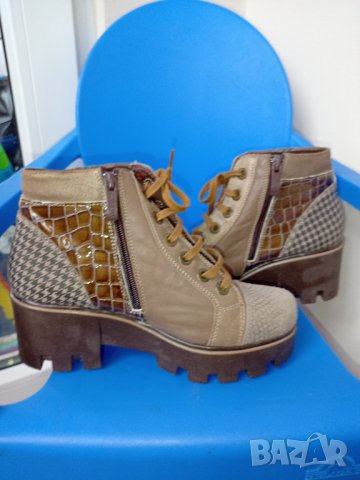 Боти от плат и естествена кожа, 37, снимка 4 - Дамски боти - 34304396