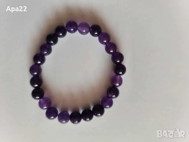 Гривни с Аметит - ластични, снимка 2 - Гривни - 52106619