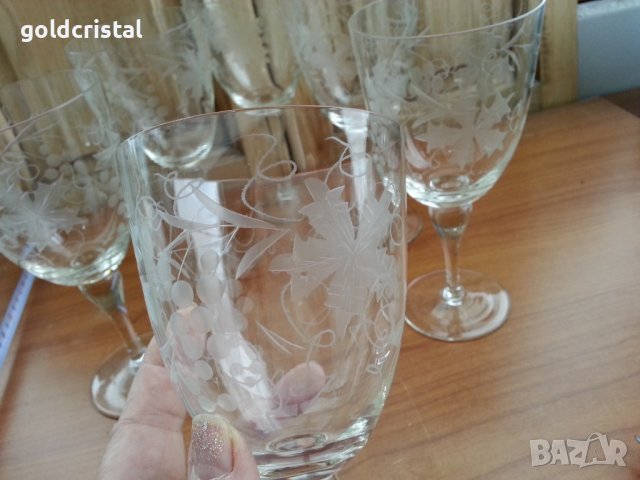 Ретро чаши за вино художествена гравюра, снимка 3 - Антикварни и старинни предмети - 37348100