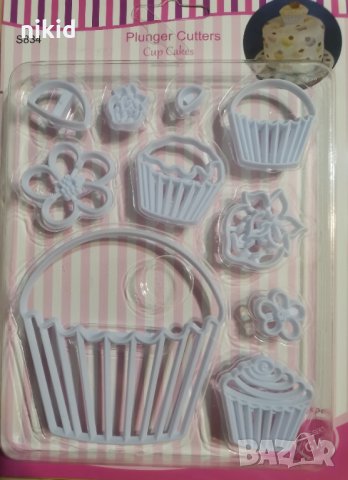Кексче мъфин кексчета пластмасови резци печати форми украса фондан торта декор бисквитки, снимка 2 - Форми - 33704238