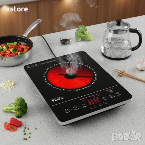 Котлон Voltz, 2000W, Кристална плоча с инфрачервен нагревател, 28х36см, LED екран, Таймер, снимка 2 - Котлони - 52690272