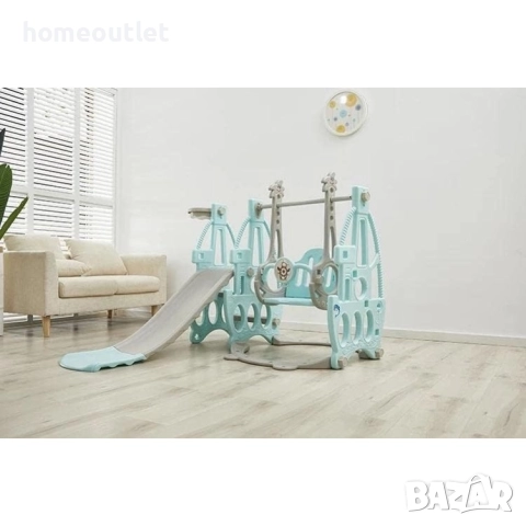 ПРОМОЦИЯ Детска пързалка 3-в-1 с люлка и баскетболен кош LY-HDCHT-01, снимка 2 - Други - 52751839