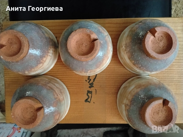 Комплект Японска керамика Хаги 5бр. , снимка 3 - Антикварни и старинни предмети - 54075649