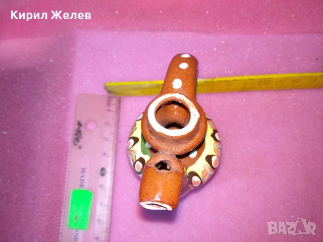 КЕРАМИЧНО БЪРДУЧЕ СВИРКА РЪЧНА МАЙСТОРСКА ИЗРАБОТКА ТРАДИЦИОНЕН ЕТНО СУВЕНИР ГЛЕДЖОСАНА ГЛИНА 42937, снимка 7 - Декорация за дома - 44297480