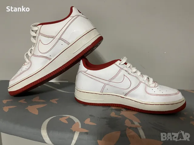 Кецове NIKE Air Force 1 White University Red Leather , снимка 5 - Кецове - 56484433