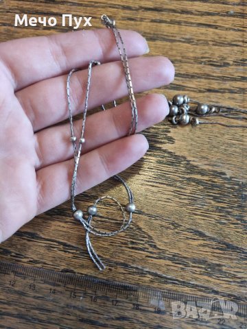 Сребърен комплект, колие и висящи обеци(5), снимка 5 - Бижутерийни комплекти - 38816007