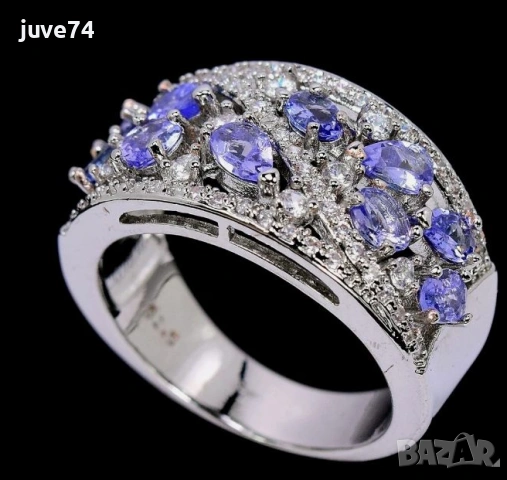 СРЕБЪРЕН ПРЪСТЕН С ТАНЗАНИТ (ТАНЗАНИЯ), снимка 2 - Пръстени - 53094672