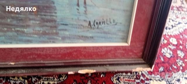 Стара картина,масло на платно,голяма,красива, снимка 4 - Антикварни и старинни предмети - 51482581