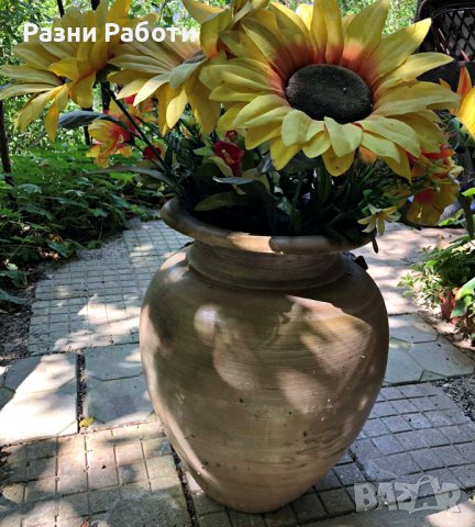 Керамична ваза с лозарски мотиви, голяма, снимка 3 - Вази - 42456713
