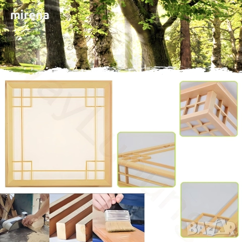 Дървен полилей ЛЕД LED, японски стил, квадратна, дистанционно 215, снимка 6 - Лампи за таван - 51536373