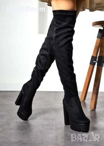 Велурени чизми на ток 