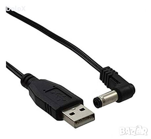 Кабел USB-A(м)/5,5x2,5mm(ж) 0,8m, снимка 1 - USB кабели - 42373002