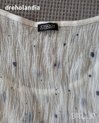Синьо-бял топ TBS – S/M, снимка 3 - Корсети, бюстиета, топове - 51736348
